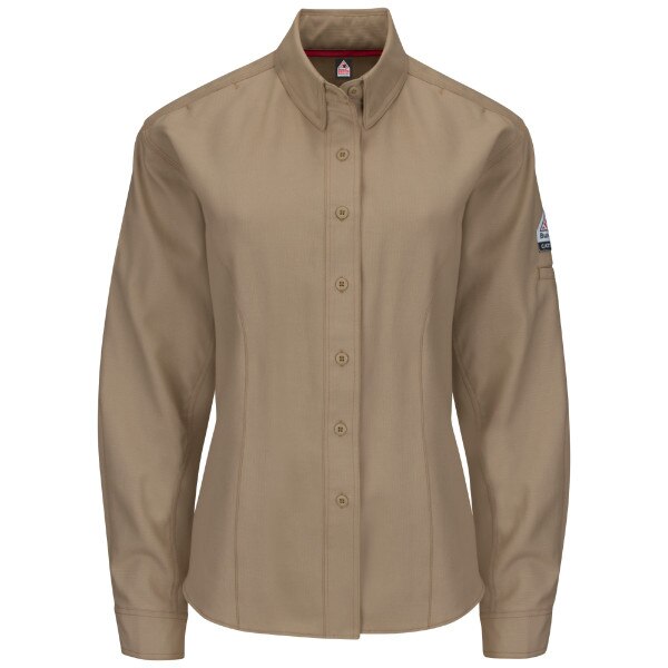 Bulwark Women's FR Long Sleeve Shirt in Khaki